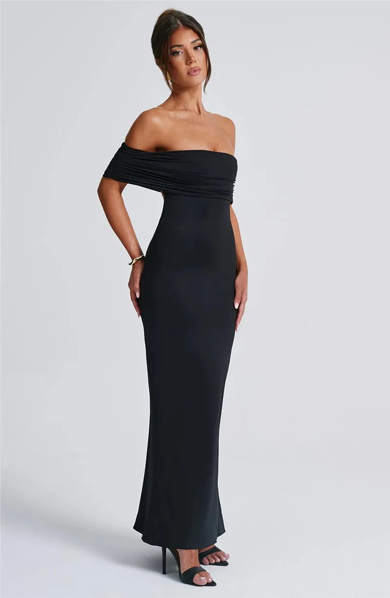 Robe longue sexy sans bretelles et dos nu, élégante