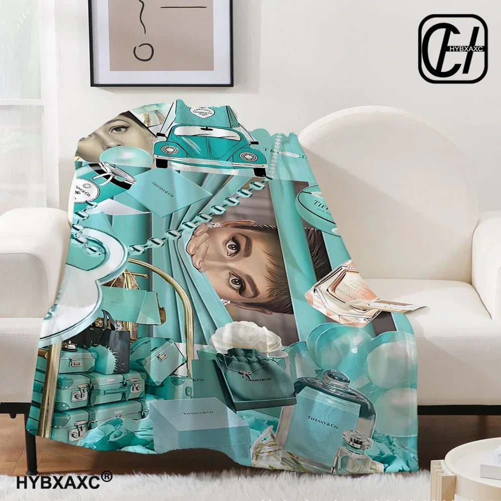 Couverture T-Tiffany Couverture en flanelle Art esthétique Couverture en flanelle bleue
