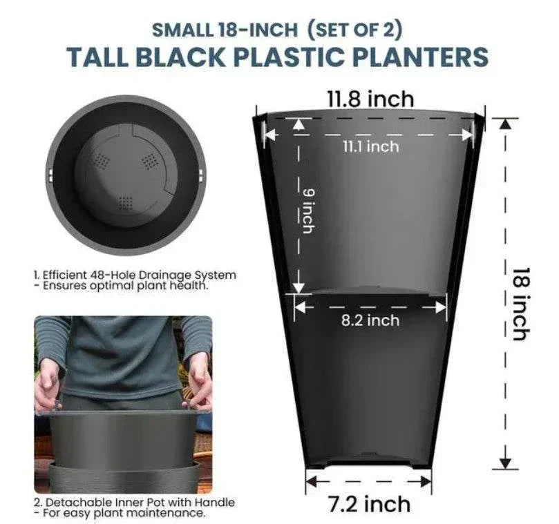 Lg and Tall 29 in Round Charcoal Black Plastic Planter