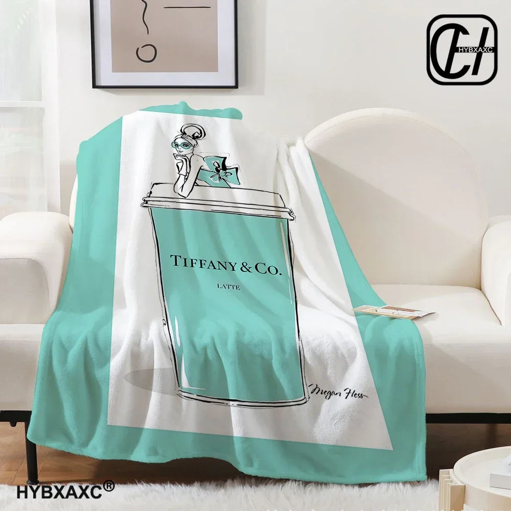 Couverture T-Tiffany Couverture en flanelle Art esthétique Couverture en flanelle bleue