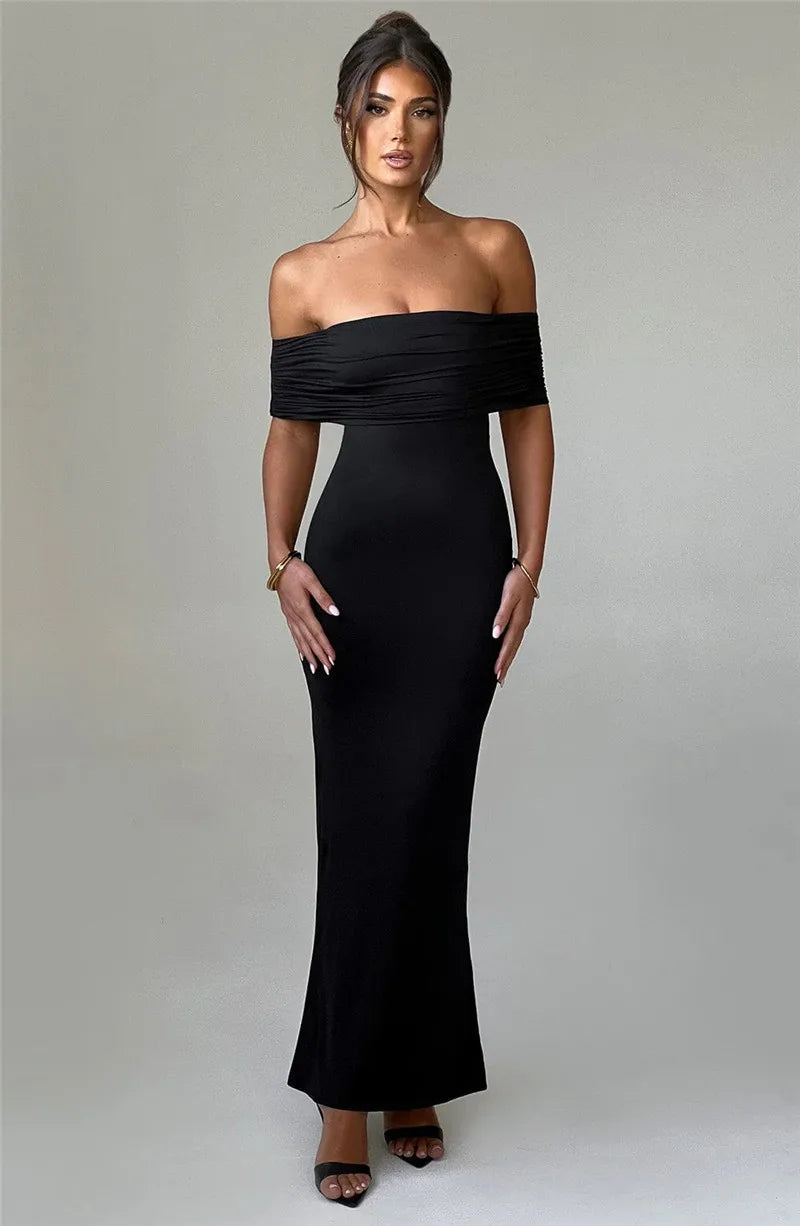 Robe longue sexy sans bretelles et dos nu, élégante