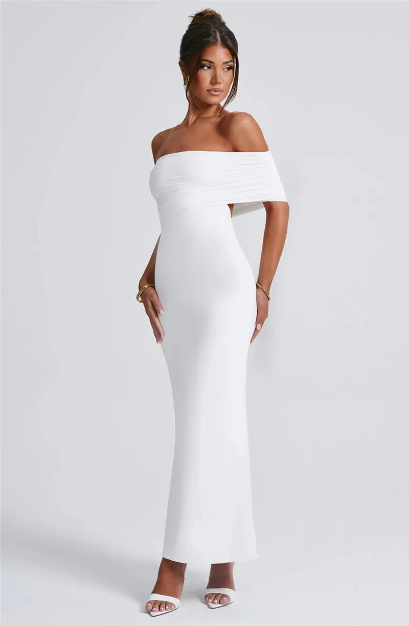Robe longue sexy sans bretelles et dos nu, élégante