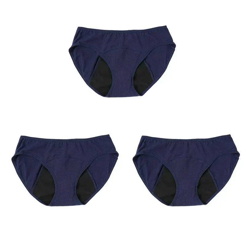 Period underwear set showing different color options Navy Blue