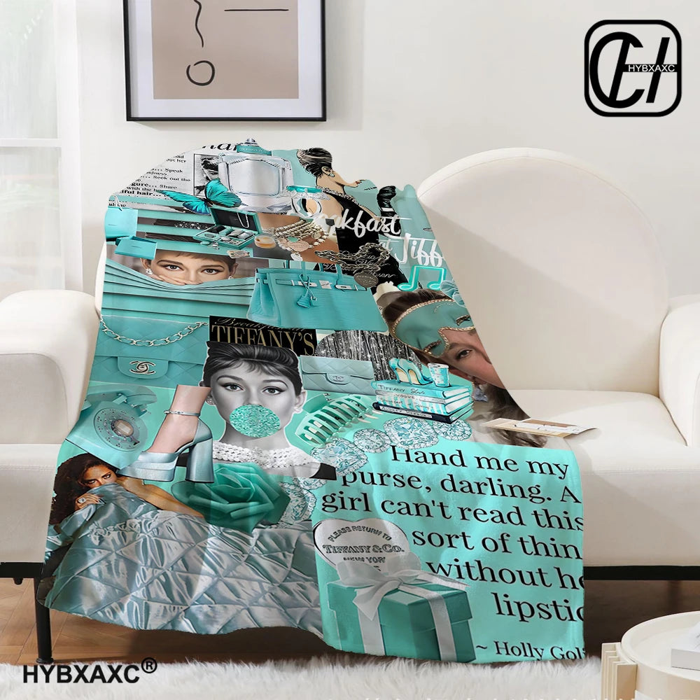 Couverture T-Tiffany Couverture en flanelle Art esthétique Couverture en flanelle bleue