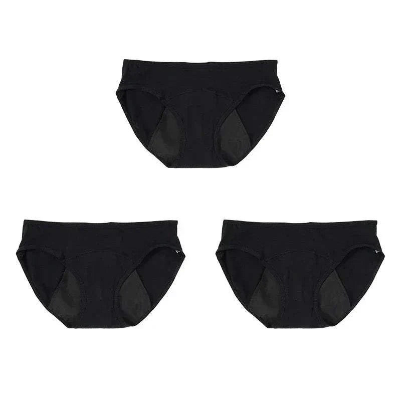 Period underwear set showing different color options, Black