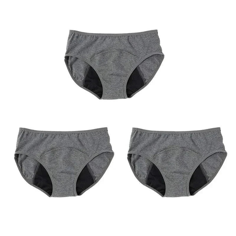 Period underwear set showing different color options Gray