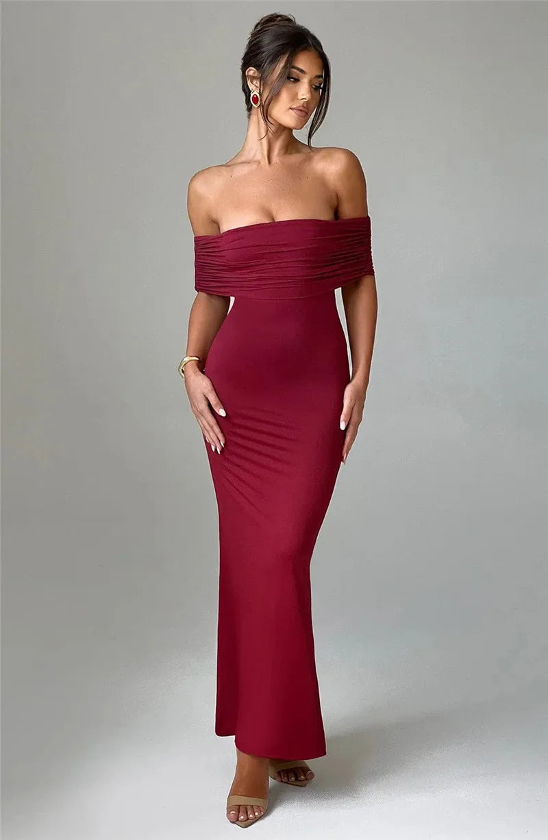 Robe longue sexy sans bretelles et dos nu, élégante