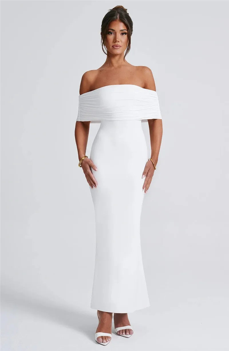 Robe longue sexy sans bretelles et dos nu, élégante