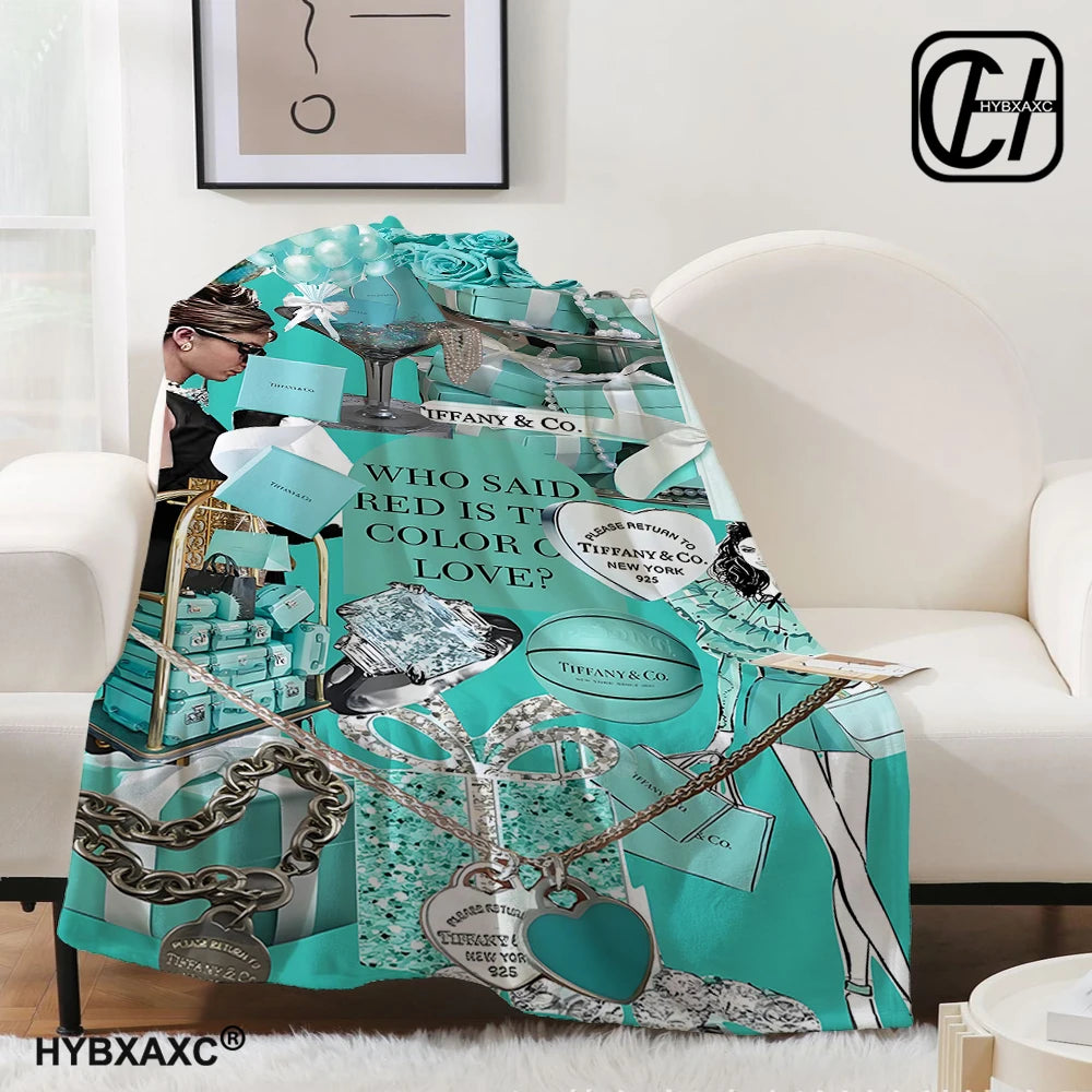 Couverture T-Tiffany Couverture en flanelle Art esthétique Couverture en flanelle bleue