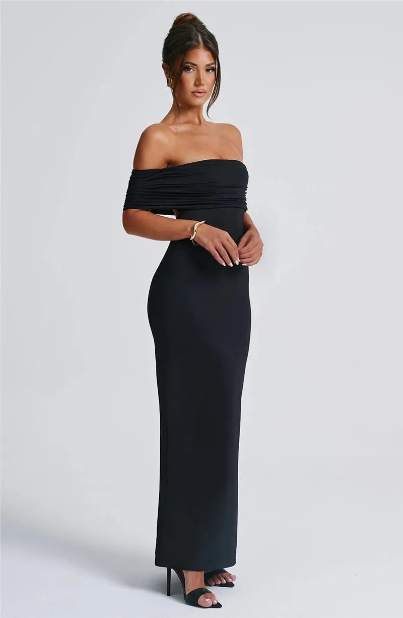 Robe longue sexy sans bretelles et dos nu, élégante