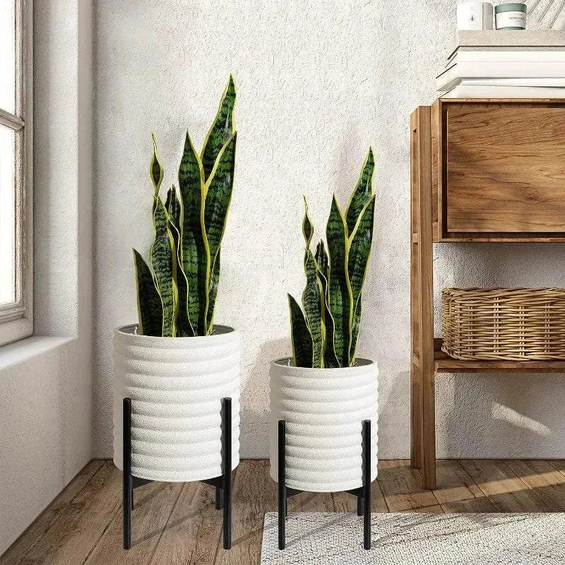 49258417619239Mid Century Planters for Indoor Plants, a Beautiful Set of 2