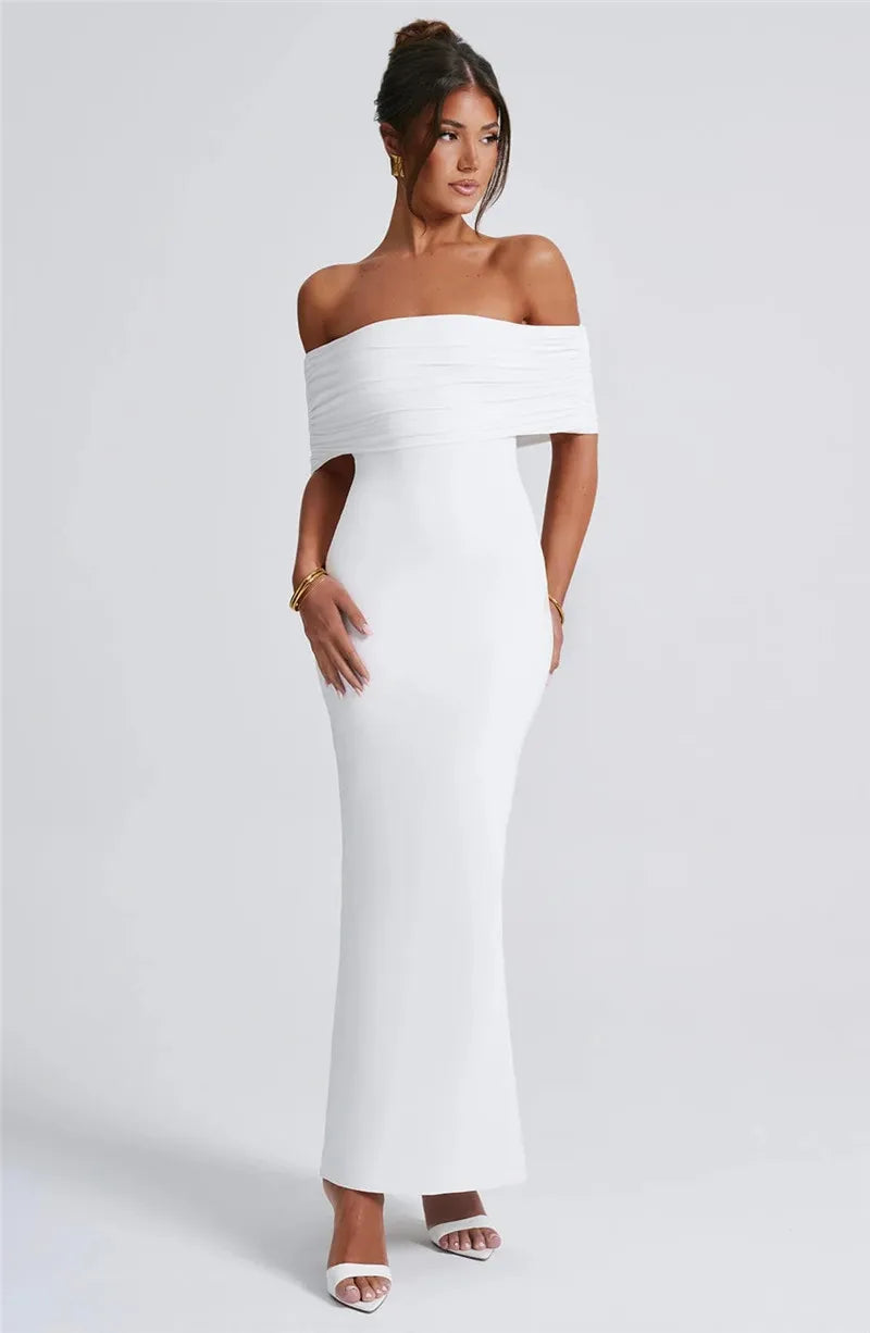 Robe longue sexy sans bretelles et dos nu, élégante