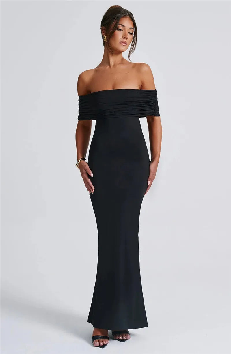 Robe longue sexy sans bretelles et dos nu, élégante
