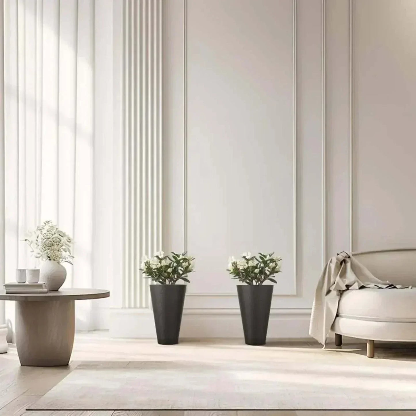 Lg and Tall 29 in Round Charcoal Black Plastic Planter