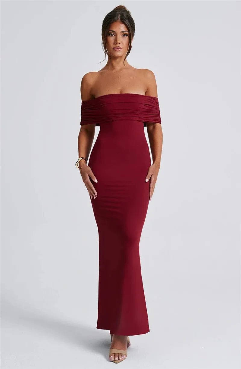 Robe longue sexy sans bretelles et dos nu, élégante