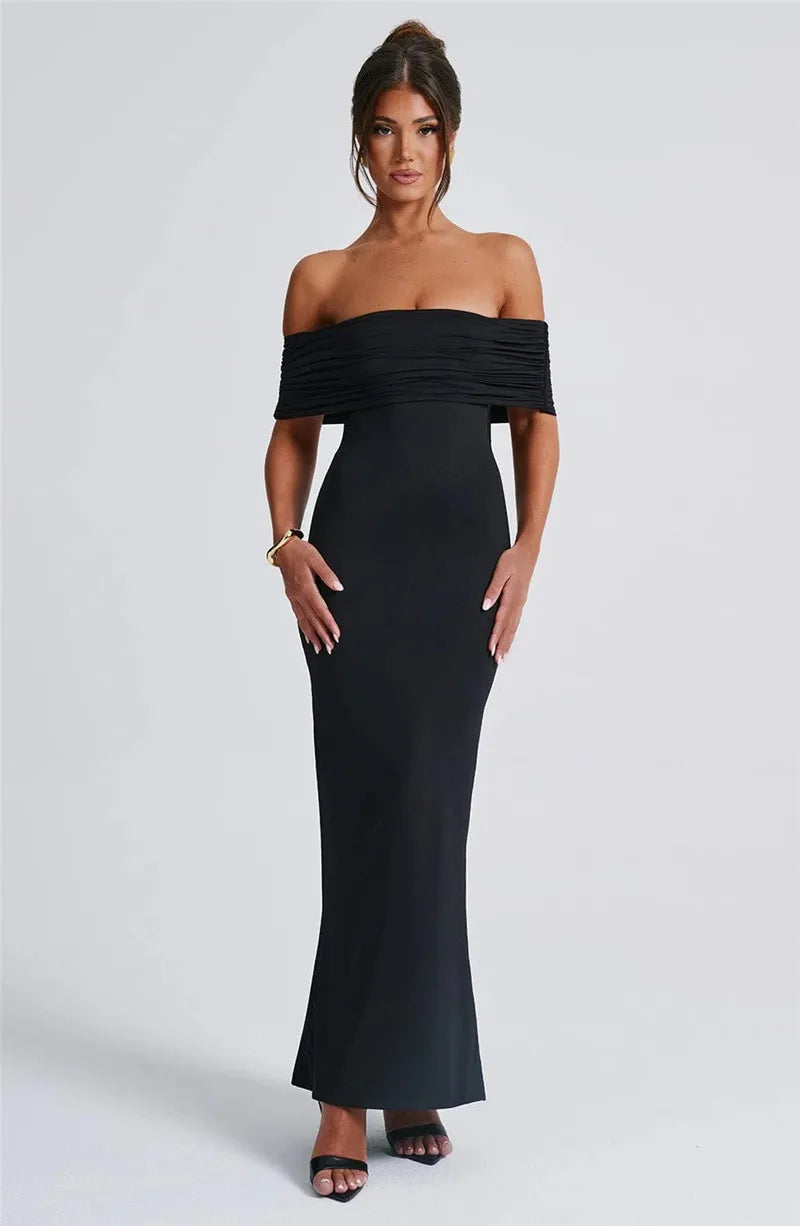Robe longue sexy sans bretelles et dos nu, élégante