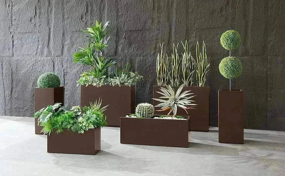 Metallic Heavy Tall Outdoor Indoor Planter Box