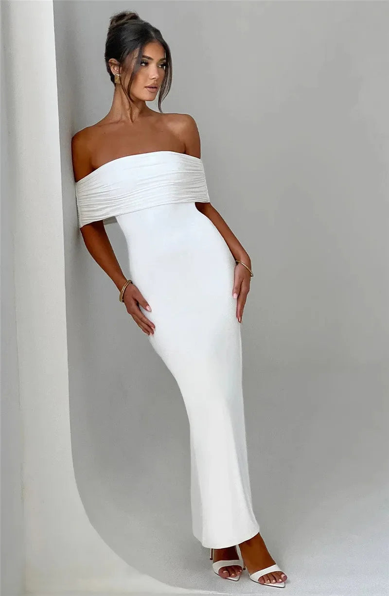 Robe longue sexy sans bretelles et dos nu, élégante