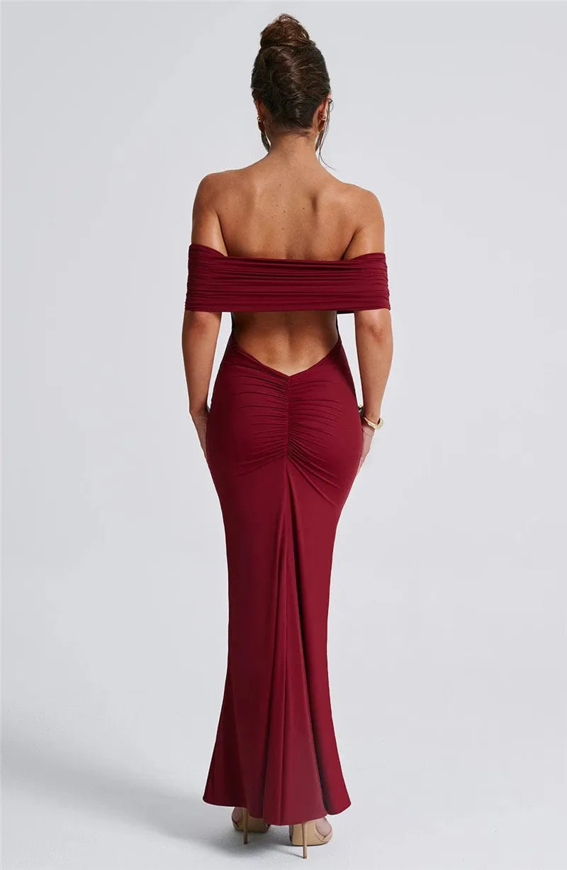 Robe longue sexy sans bretelles et dos nu, élégante
