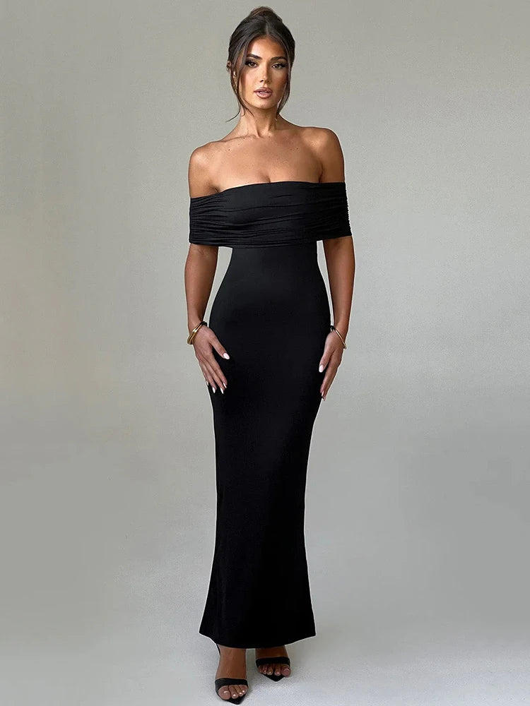 Robe longue sexy sans bretelles et dos nu, élégante