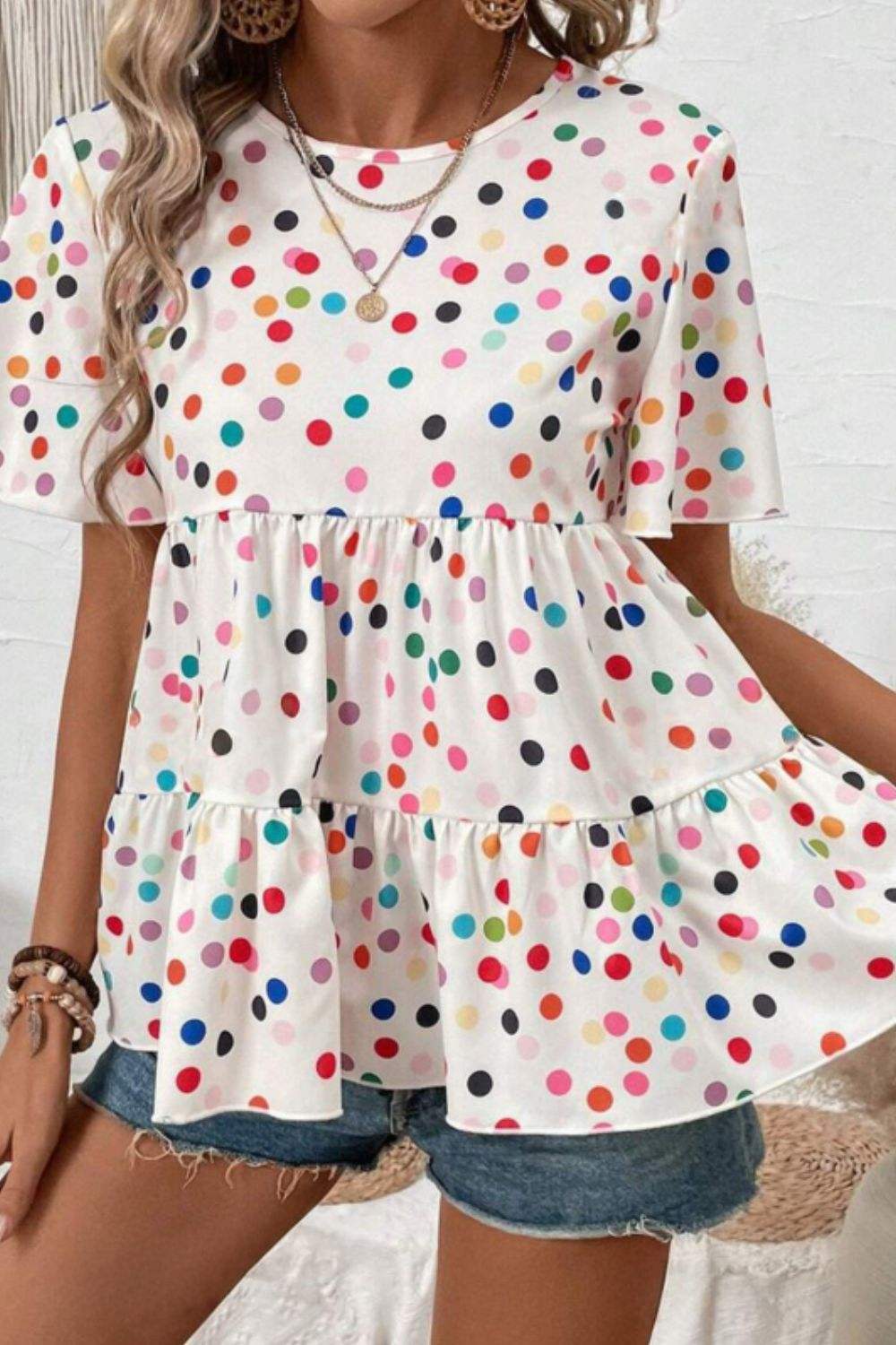 Polka Dot Babydoll Blouse