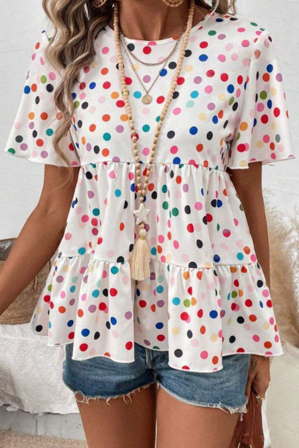 Polka Dot Babydoll Blouse