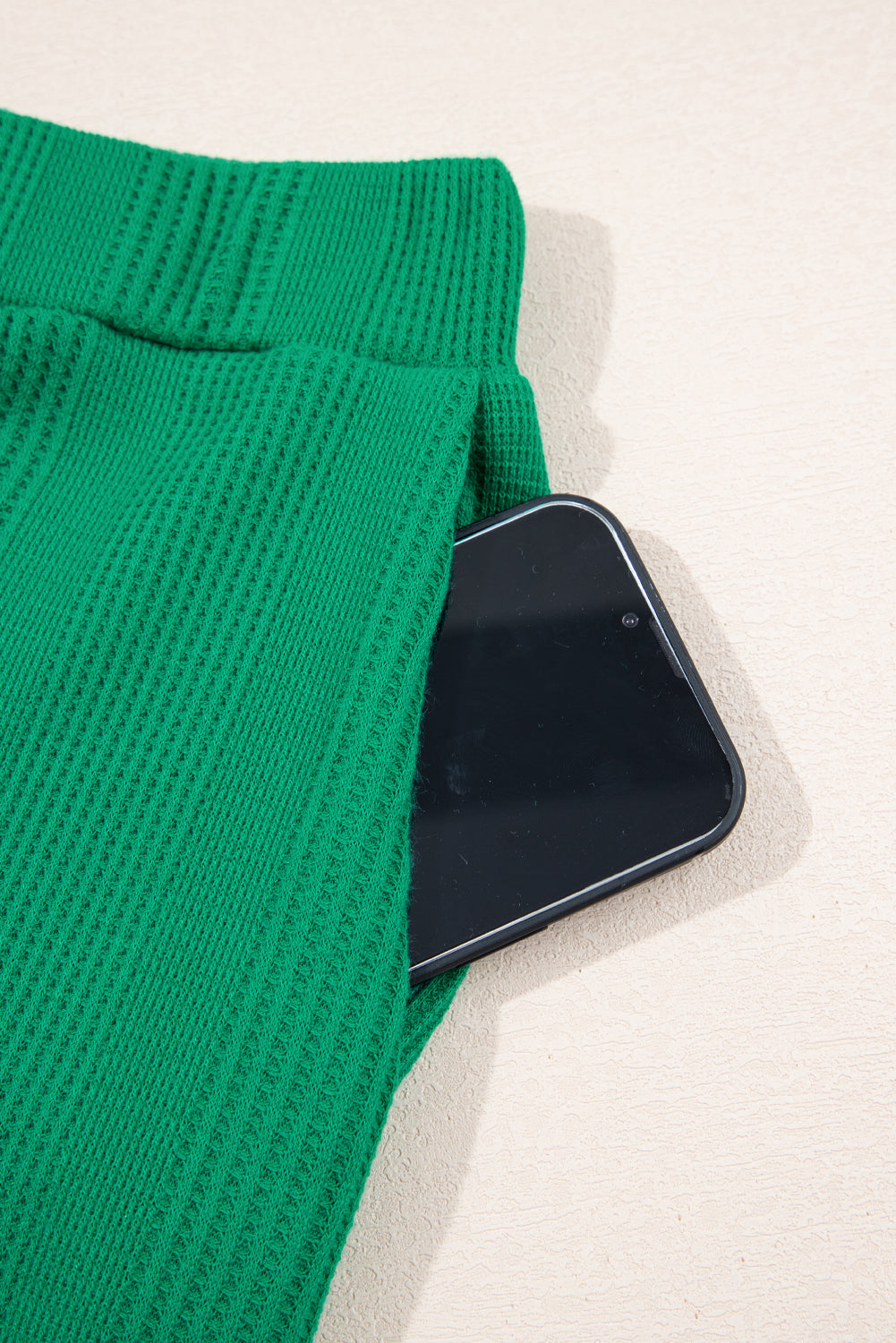 Ensemble débardeur et pantalon côtelés de couleur unie verte