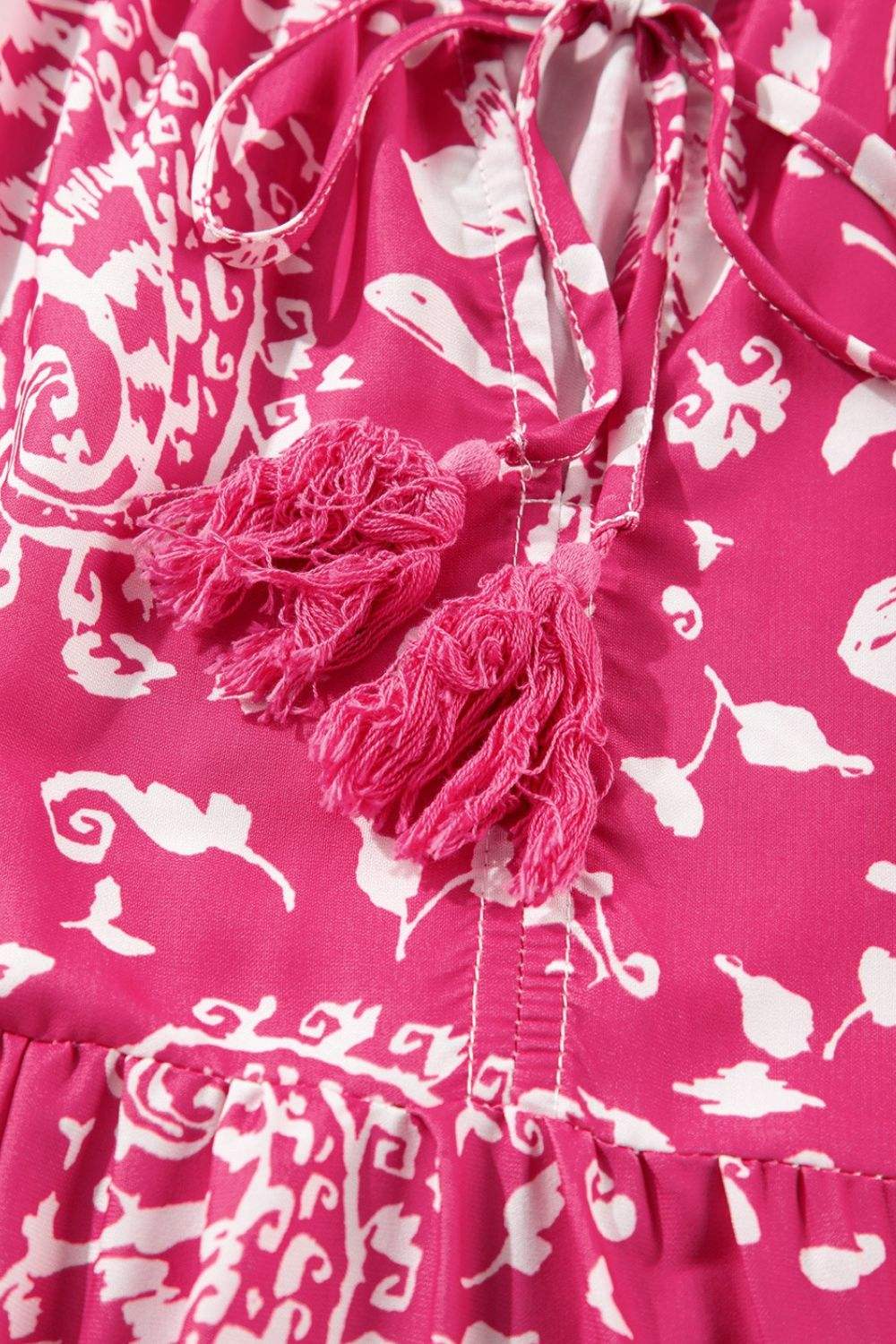 Boho Floral Dress - Fabric Detail Close-up of Floral Pattern and Texture