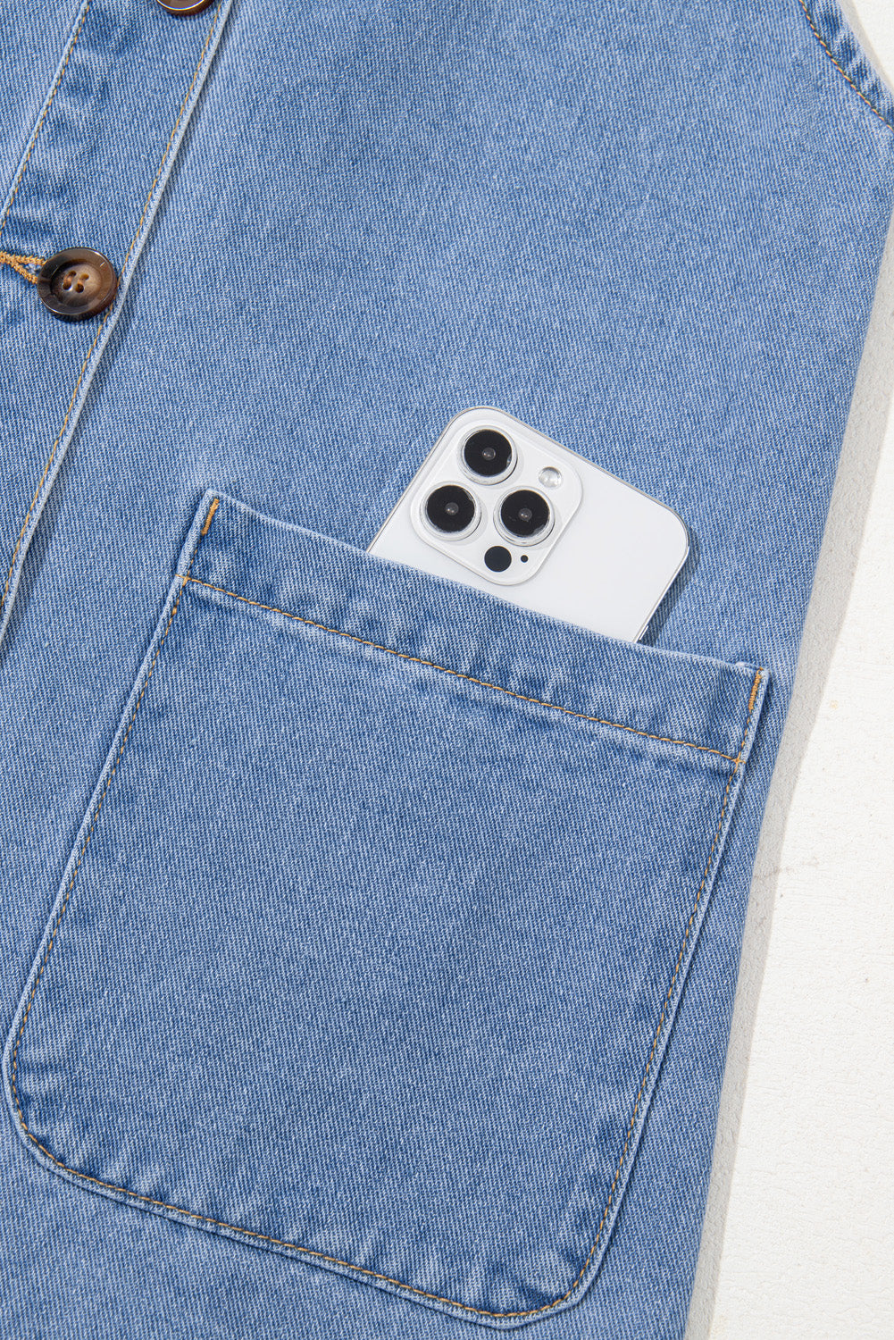 Beau Blue Wide Strap Button Front Pocketed Denim Mini Dress – Chic & Effortless Style