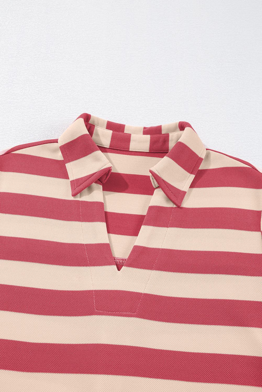 Striped Mini Dress with Johnny Collar and Long Sleeves