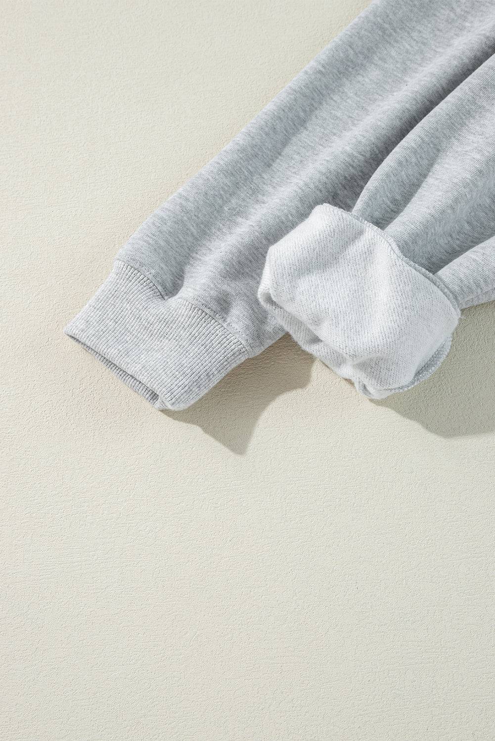 Light Grey Solid Color Fleece Lined Zip