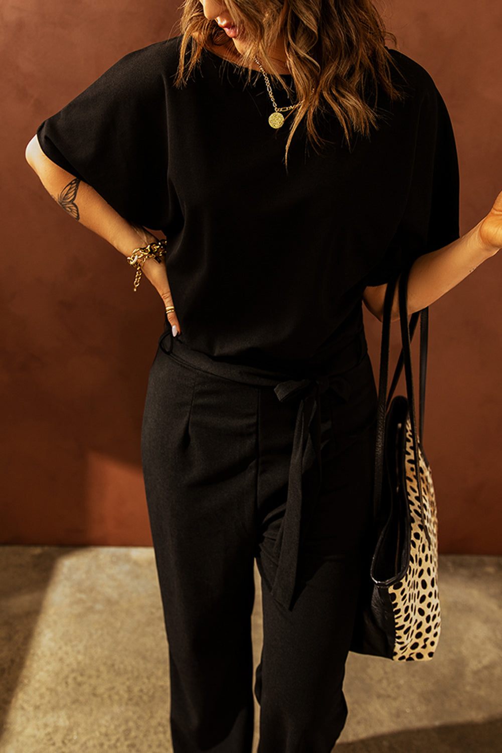 Glam Belted Wide Leg Jumpsuit