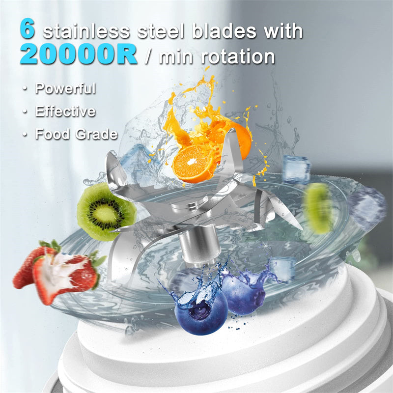 Mixeur-extracteur de jus portable – Mixeur personnel pour milkshakes et smoothies avec 6 lames