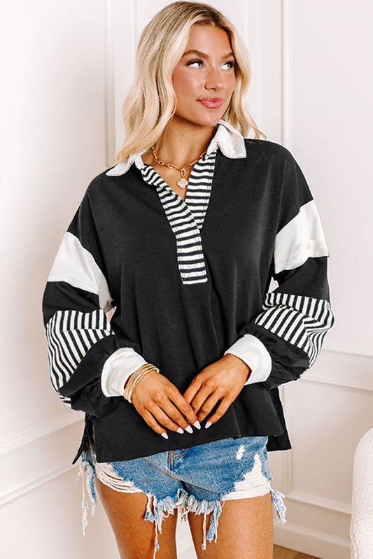 Black Striped Colorblock with short