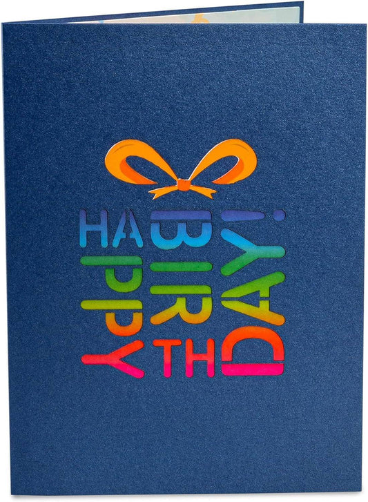 3D Pop up Birthday Card, Happy Birthday Pop up Card (Blue), Handmade 3D Popup Bday Greeting Cards, for Him Men Boy Husband Son Kids Adults, 5" X 7"