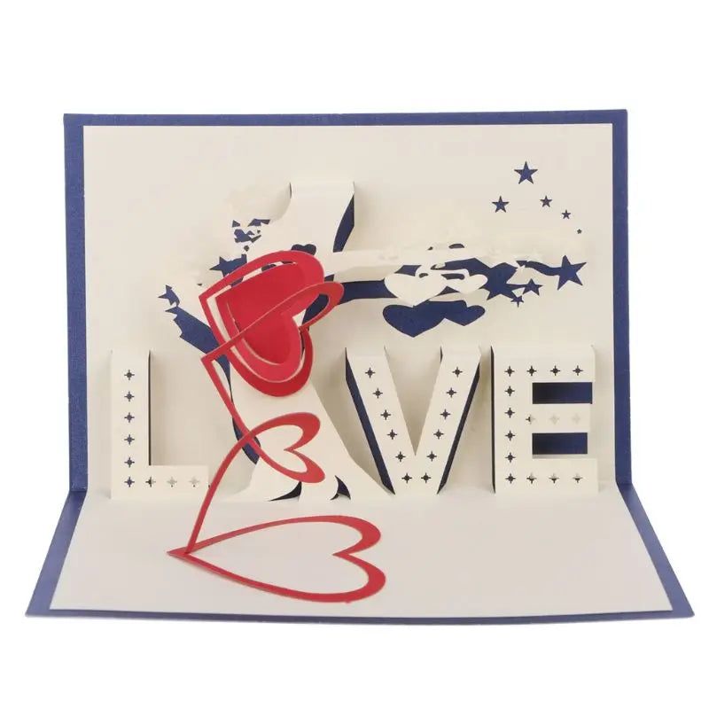 3D greeting card with love design and envelope.