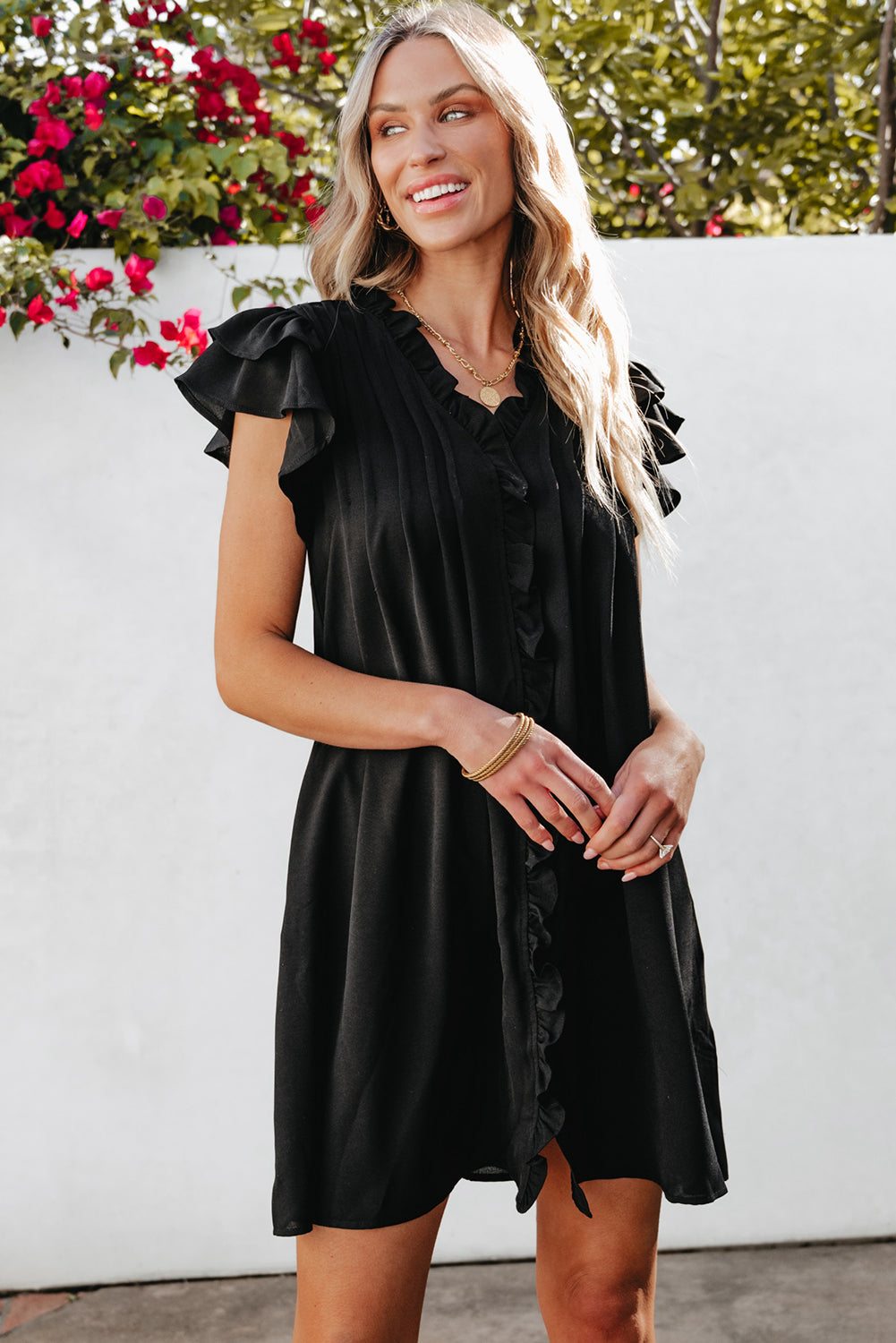Black Ruffle Sleeve Side view
