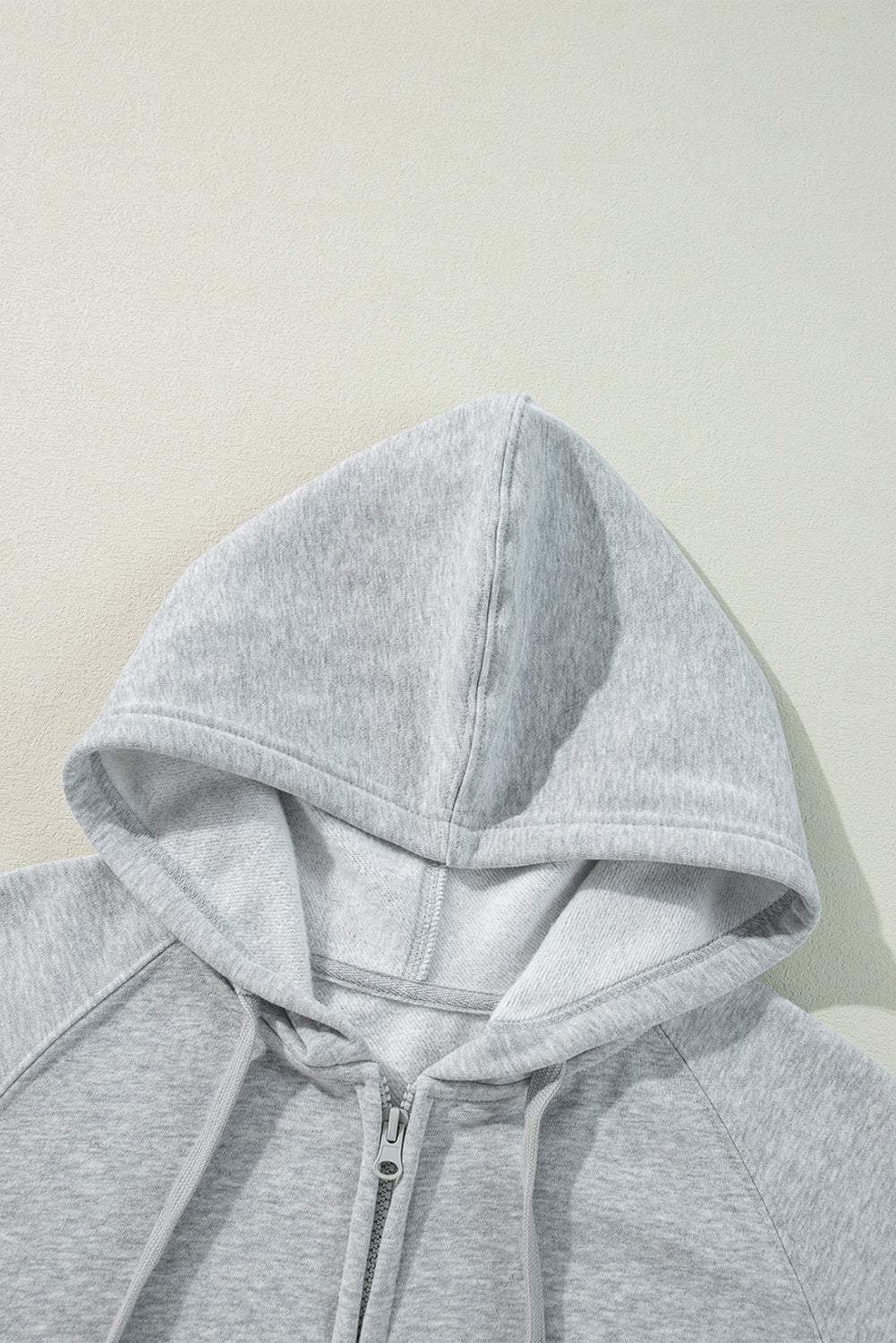 Light Grey Solid Color Fleece Lined Zip