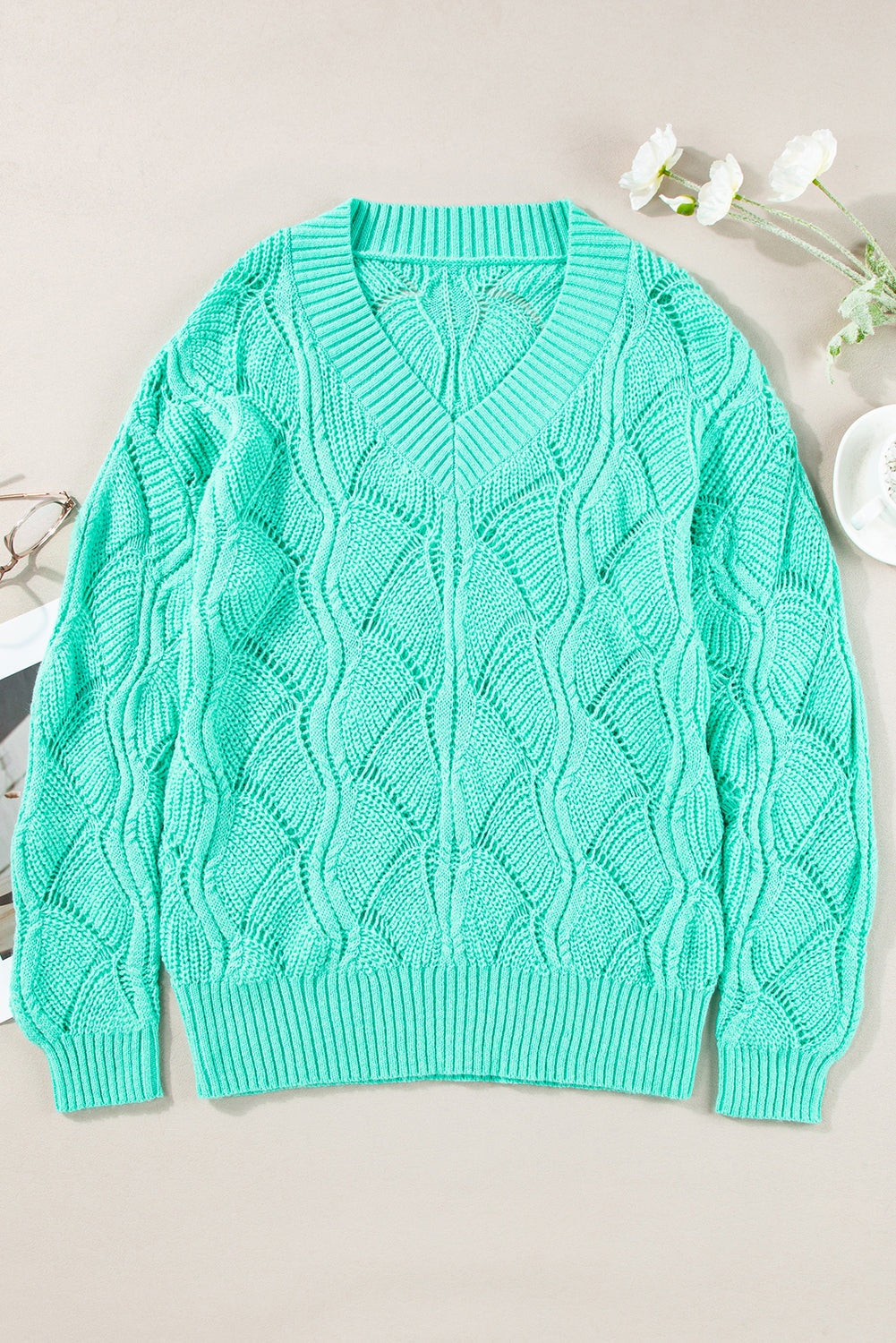 Neck Drop Shoulder Sweater