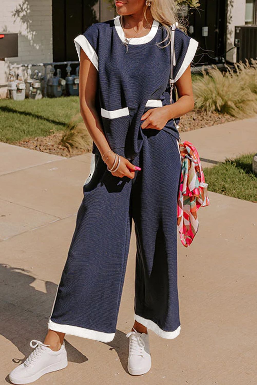 Navy Blue Color Block