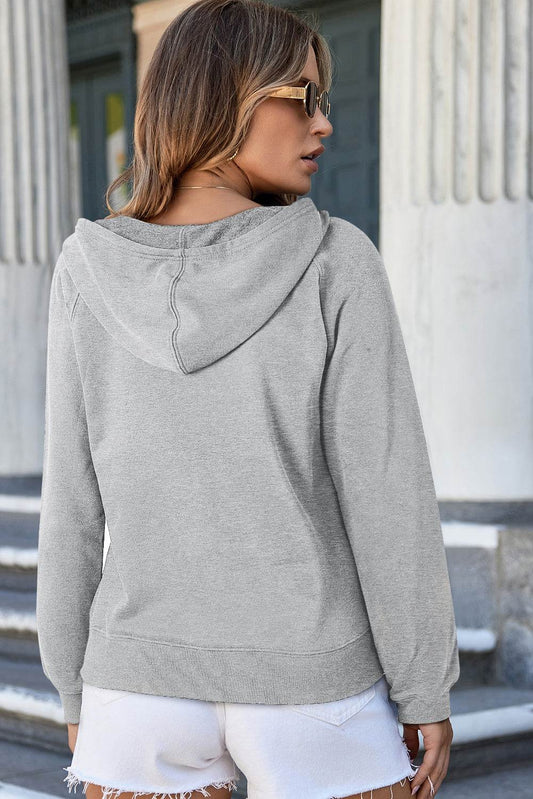 Light Grey Solid Color Fleece Lined Zip