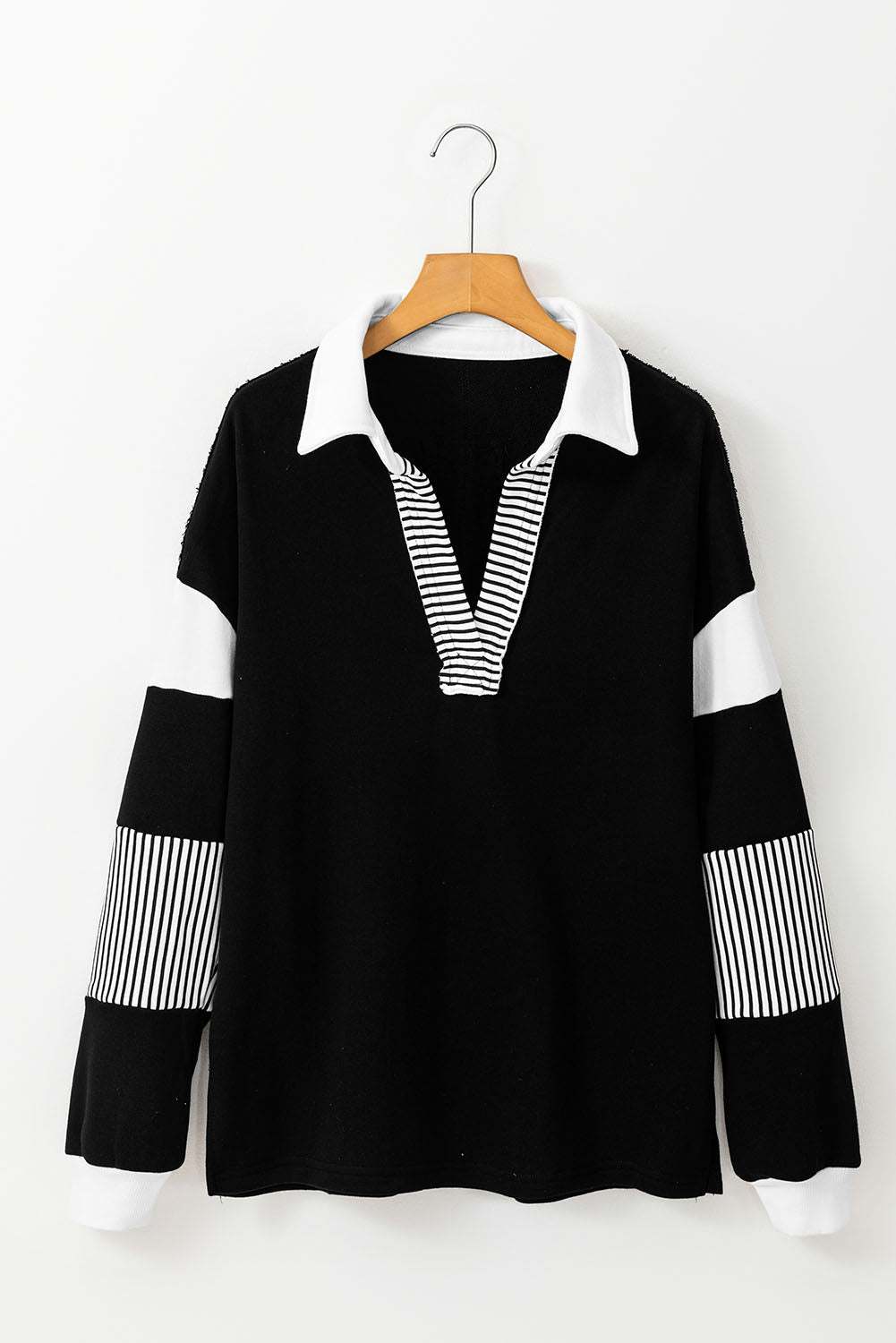 Black Striped Colorblock close up front