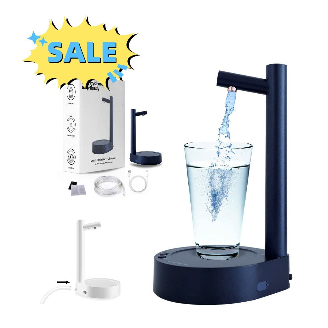 Electric Water Gallon Dispenser – Rechargeable USB Bottle Pump for Desk & Travel | 1800mAh Battery | Type-C Charging