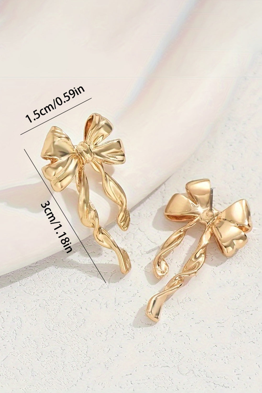 Gold Bow Knot Stud Earrings – Elegant Plated Alloy Lightweight Jewelry for Women