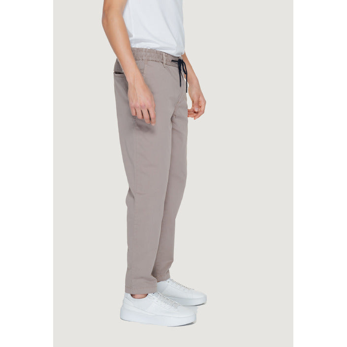 Boss Men Trousers – Brown Cotton Blend Pants with Lace-Up Fastening & Pockets Spring/Summer Designer Fit