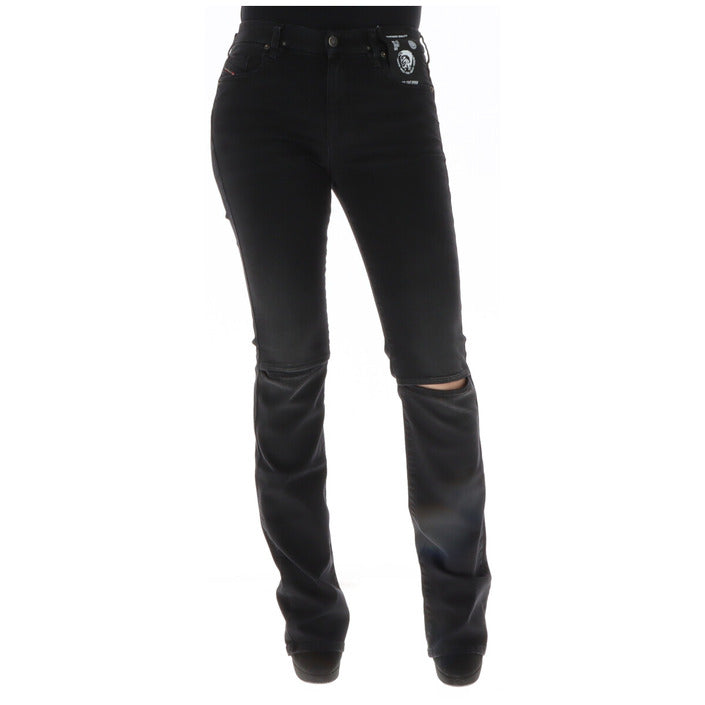 Diesel Women Jeans in black with ripped detailing front view