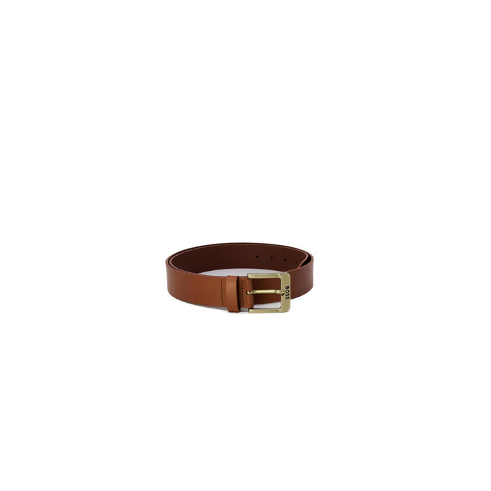 Boss Men Belt – Brown 100% Leather Buckle Belt Designer Fall/Winter Accessory
