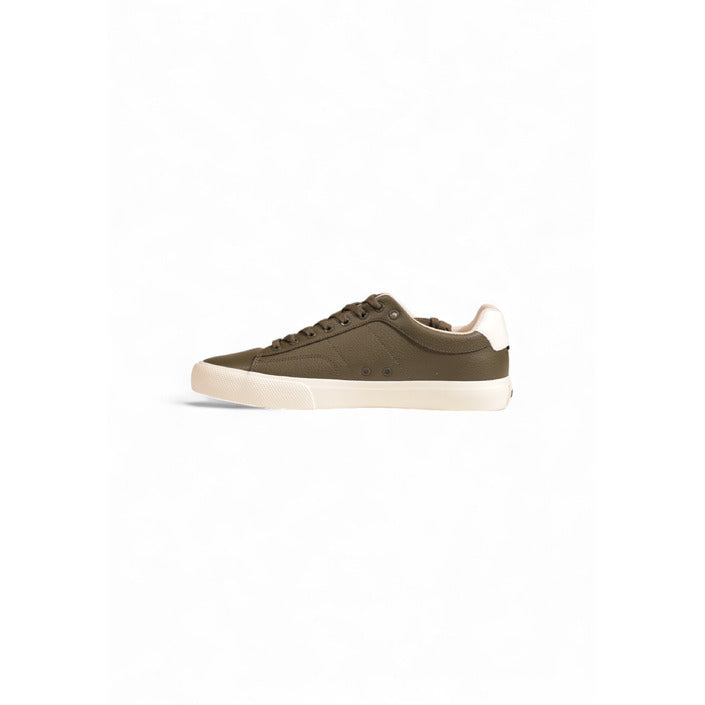 Boss Men Sneakers – Green Leather Lace-Up Shoes with Sporty Rubber Sole Designer Fall/Winter Footwear