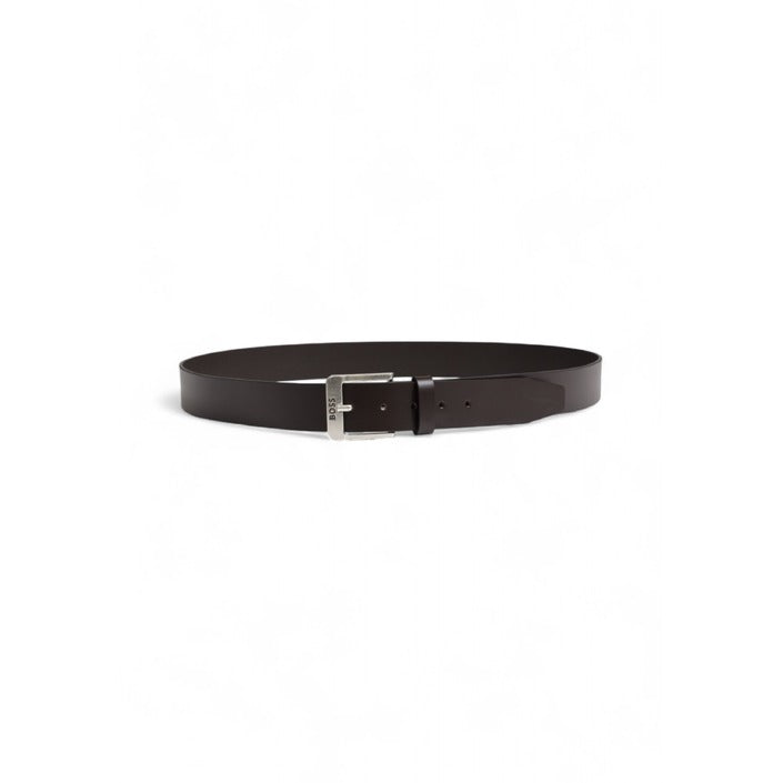 Boss Men Belt – Brown 100% Leather Buckle Belt Designer Fall/Winter Accessory