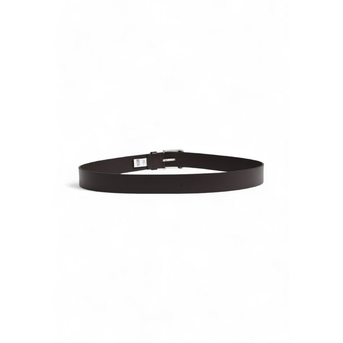 Boss Men Belt – Brown 100% Leather Buckle Belt Designer Fall/Winter Accessory